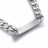 Stainless Steel ID Bracelet Lobster Clasp Rectangle Silver Color 8.2 1.5mm A112