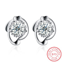 Sterling Silver Plated  Earrings  Stud AAA Zirconia  Push Back Clasp L773