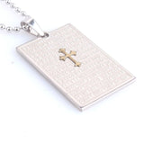 316L Stainless Steel Pendant 1.06X1.56 Inch Cross Bible Silver Necklace 22" B61