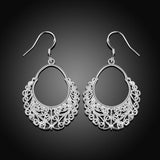 Sterling Silver Dangle Chandelier Hoop Pierced Earrings L158