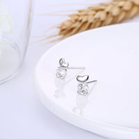 Sterling Silver Plated  Earrings  Stud AAA Zirconia  Push Back Clasp L799