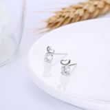 Sterling Silver Plated  Earrings  Stud AAA Zirconia  Push Back Clasp L799