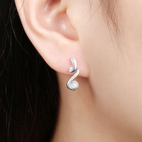 Sterling Silver Plated  Earrings Stud AAA Zirconia Push Back .24" L418