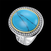 Yellow Gold Platinum Plated Halo Ring Kallaite Stone Blue B513