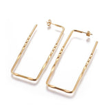 304 Stainless Steel Stud Earrings Rectangle Gold 74x30 2mm Pin: 0.8mm A194