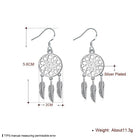 Silver Plated Dangle Earrings Wind Dream Feathers Catcher Fish Hook 56x20mm P129