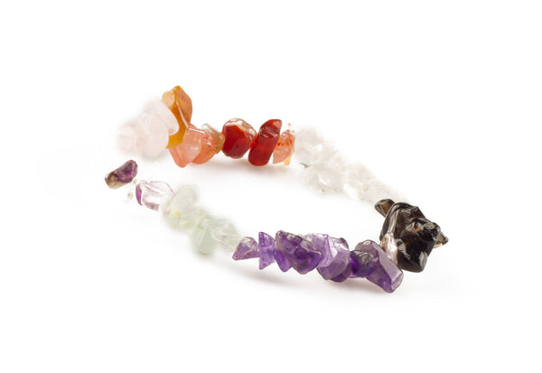 Colorful Gemstone Chips Stretch Bracelets, Mixed Stone