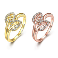 Rose Gold Plated Fashion  Ring AAA Zirconia Women Leaves B243