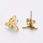 Stainless Steel Set Earring Pendant Necklace Dragonfly Gold 18" P804