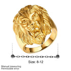 Yellow Gold Plated Biker Ghotic Mens Ring Lion Animal B527