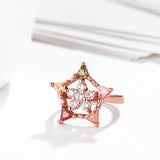 Rose Gold Plated Fashion Ring Green Pink Red AAA Zirconia Women B261