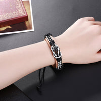 Leather Bracelet Adjustable Size Handmade13MM Lace Up Clasp L480