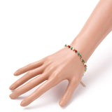 Rondelle Glass Charm Bracelet Gold Plated Stainless Steel Lobster 7.6" Z165