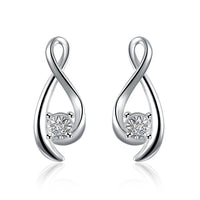 Sterling Silver Plated  Earrings Stud AAA Zirconia Push Back .32" L415