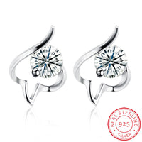 Sterling Silver Plated  Earrings  Stud AAA Zirconia  Push Back Clasp L779