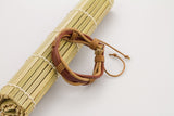 Genuine Leather Handmade Bracelet Mens  Unisex  Wrap Tribal  Brown H204