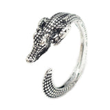 Alloy Cuff Ring Crocodile Adjustable Antique Silver Size 8 Adjustable 18mm P421
