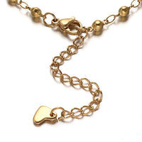 Stainless Steel Ball Beads Chain Bracelet Lobster Gold 8-1/2inches(215mm) Z42