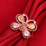 Rose Gold Plated Fashion Ring AAA Zirconia Women Butterfly B260