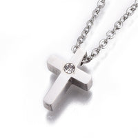 Stainless Steel Pendant Necklace Rhinestone Chains Cross Mixed Color 17.7" P653