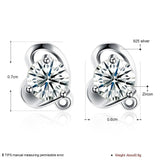 Sterling Silver Plated Earrings  Stud AAA Zirconia  Push Back Clasp L784