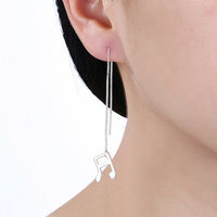 Threader Earrings Asymmetrical Earrings Dangle Musical Note Silver Color  Z262