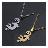 Stainless Steel Pendant Necklace Lobster Clasp Gecko Silver 17.71" 1.5mm P78