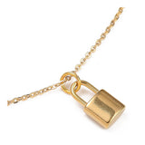 Pendant Necklace Stainless Steel Pendants Lobster Padlock Gold  18" Z516