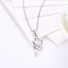 Sterling Silver Necklace Pendant Drop AAA Zirconia 18" 1MM Lobster Clasp B429