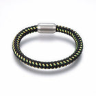 Leather Cord Bracelet Stainless Steel Magnetic Silver 8.2" 21cm 8mm Z84