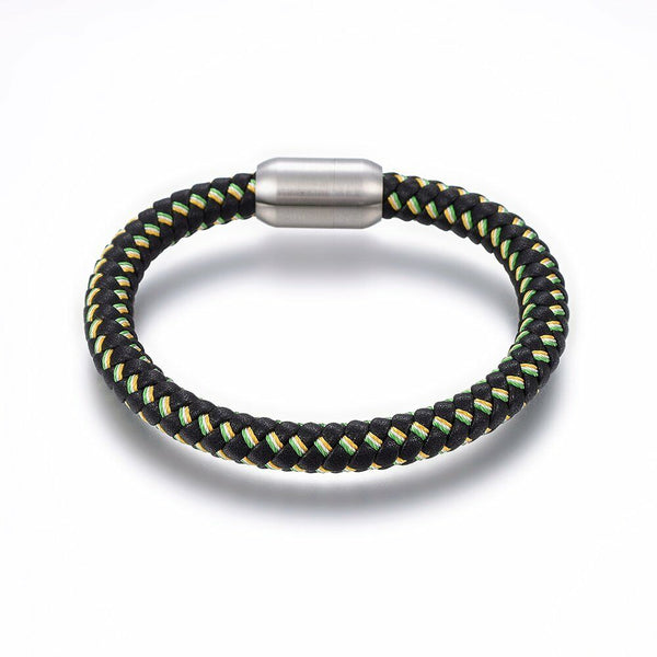 Leather Cord Bracelet Stainless Steel Magnetic Silver 8.2" 21cm 8mm Z84