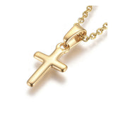 304 Stainless Steel Pendant Necklace Chain Lobster Cross Gold 17.5" 1.5mm  A217