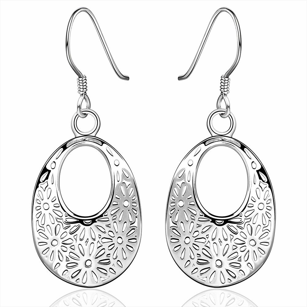 Sterling Silver Plated Earrings  Drop Dangle Fish Hook Clasp L693