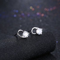 Sterling Silver Plated Earrings  Stud AAA Zirconia Push Back Clasp L787