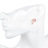 Rose Gold Plated  Earrings Stud AAA Zirconia Push Back .84" L171