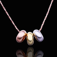 Rose Gold Plated  Necklace Pendant Gold Rose Beads 21 Inches 1MM Lobster B75