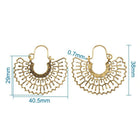 Bohemian Hoop Earrings Arched Shape Antique Gold 38mm Flower 29x40.5x2mm P354