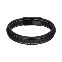 Stainless Steel Leather Bracelet 8 Inches 11.5MM Magnetic L354