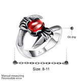 Stainless Steel Antique Gothic Biker Tribal Ring Black Red Men's Unisex B234