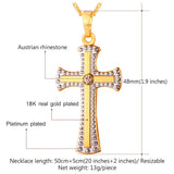 Gold Plated  Necklace Pendant Two Tone Gold Cross Religious Mens Unisex L66