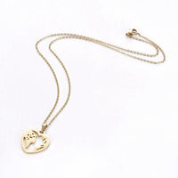 Stainless Steel Set Earring Pendant Necklace Heart Gold 18" P799