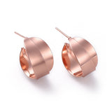 Stud Earrings Hoop Earrings Sterling Silver Ring Rose Gold 17x9~10mm 0.7mm Z318