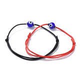 Handmade Nylon Thread Bracelet Handmade Evil Eye Black Red Adjustable 2PCS Z127