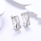 Platinum Plated Earrings Hoop Huggies AAA Zirconia Latch Back Clasp L546
