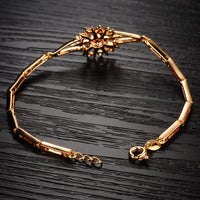 Gold Plated Bracelet Flower AAA Cubic Zirconia Women' Spring Ring Clasp G116