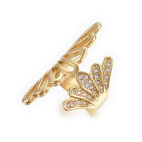 Stainless Steel Rhinestone Ring Wide Band Rings Hollow Butterfly Gold  Z705