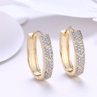 Yellow Gold Plated Earrings  Hoop Huggies AAA Zirconia  Latch Back Clasp L569