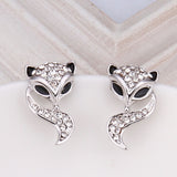 White Gold Zirconia Stud Fox Earrings L72