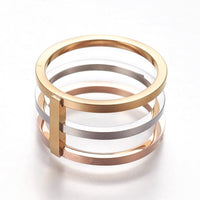 304 Stainless Steel Finger Rings Gold Rose Gold Silver Size 6~9 16~19mm Z680