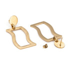 Stainless Steel Dangle Stud Earrings Laser Cut Wave Gold 60mm 0.8mm Z335